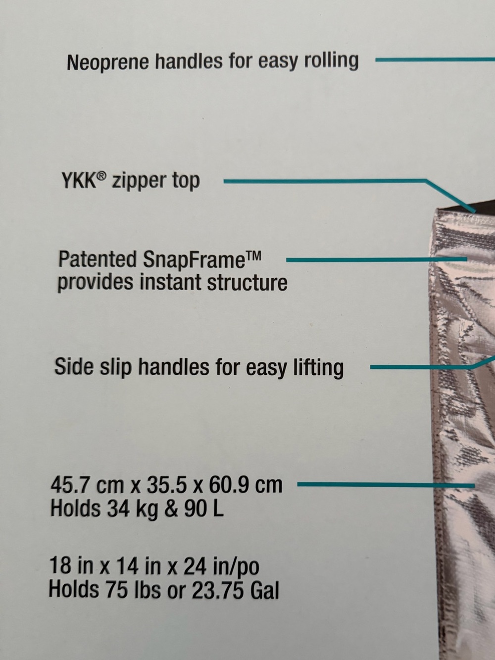 CleverMade Foldable Tote Bag on Wheels - Silver - Picture 5 of 5